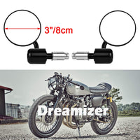 1 x RAW Customer Returns DREAMIZER Round Motorcycle Rearview Mirror, 7 8 22mm Handlebar End Mirror for Street Bike Dirt Bike Scooter Chopper Cruiser - RRP €28.51