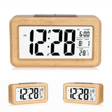 2 x RAW Customer Returns Omiurar Alarm Clock, Easy Setting Bamboo Digital Alarm Clock with Temperature, Date, Backlight, Snooze, for Bedroom, Bed, Home, Office, No Ticking - RRP €33.86