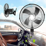 1 x RAW Customer Returns Baceyong 12V 24V Car Van Home Electric Air Fan 180 Rotation Desk Fans 2 Speed Airflow with Clip for Car Truck Bus SUV - RRP €67.69