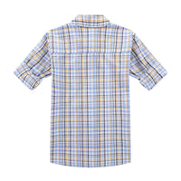 4 x Brand New BIENZOE Boys Cotton Plaid Button Down Shirt Yellow Blue Size 13 14 - RRP €91.96