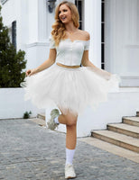 1 x RAW Customer Returns Bridesmay Women s Short Party Tutu Vintage Ballerina Skirt Cosplay Petticoats White S - RRP €22.99