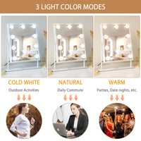 1 x RAW Customer Returns FENCHILIN Hollywood mirror make-up mirror with lighting 360 rotatable illuminated make-up mirror with 9 dimmable LED lamps cosmetic mirror with light 3 light colors white 25x30 cm - RRP €59.0