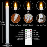 1 x RAW Customer Returns Ymenow LED candles with timer function, 4 pieces rechargeable 25 cm high real wax flickering flame white stick candles with charging station remote control for living room Halloween decoration Christmas decoration - RRP €46.86