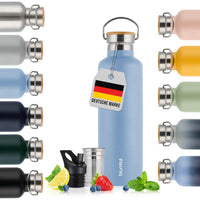 1 x RAW Customer Returns Blumtal Thermos bottle 1L - double-walled stainless steel drinking bottle 1L - insulated bottle 1L BPA free - stainless steel drinking bottle 1L - tea bottle - thermo drinking bottle - sports bottle 1000ml - Grey Blue - RRP €23.18