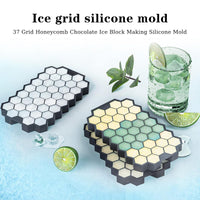 2 x Brand New Ice cube mold silicone 3 pieces ice cube mold 37 compartment ice cube container with lid large ice cube tray for easy release silicone ice cube container stackable ice cube molds for whiskey cocktail juice - RRP €20.14