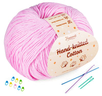 2 x RAW Customer Returns Crochet Cotton, 6 x 50g, 100 Cotton with a Light Silky Sheen, Super Soft Cotton Yarn with 2 Metal Hooks 2.5-3.5mm , Baby Fluffy Ball for Knitting - Antique Pink - RRP €31.98