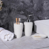 5 x Brand New Bathroom set -3 pieces bathroom organizer with soap dispenser, soap dish, toothbrush cup, noble bathroom decoration with pure white burnt lace appearance - RRP €102.0