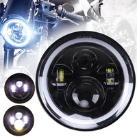 1 x RAW Customer Returns JMTBNO 7 inch Motorcycle LED Headlight with Round DRL Amber Turn Signal Headlight Compatible with Harley Road King Street Glide Softail Electra Glide J-eep Wrangler JK TJ - RRP €59.0