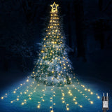 1 x RAW Customer Returns Geemoo Christmas tree lighting with stars, 3M x 9 garlands, 317 LED outdoor Christmas lights, ice rain fairy lights for Christmas tree, Christmas tree, window, garden warm white  - RRP €17.24