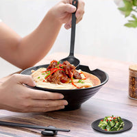 1 x RAW Customer Returns Lanbent 4 piece Japanese ramen bowl set, capacity 1000 ml, premium non-slip soup bowl with spoon and chopsticks, multifunctional cereal bowl for pasta, fruit, noodle, salad, black - RRP €39.31