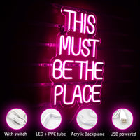 1 x RAW Customer Returns This Must Be The Place Neon Light For Wall Decoration, Pink Lettering Neon Light, Led Neon Sign with USB Powered For Bedroom, Playroom, Party, Wedding - RRP €40.99