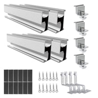 1 x RAW Customer Returns Photovoltaic solar tile roof mounting set, fastening rail roof hook, solar aluminum bracket tile roof, for solar panels 4 x rails, 4 x adjustable measuring pressure, 4 x hooks . - RRP €47.89