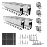 1 x RAW Customer Returns Photovoltaic solar tile roof mounting set, fastening rail roof hook, solar aluminum bracket tile roof, for solar panels 4 x rails, 4 x adjustable measuring pressure, 4 x hooks . - RRP €47.89