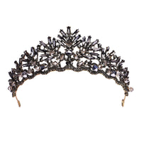 1 x RAW Customer Returns Lurrose Hair Accessory Bridal Jewelry Diadema Nuziale Baroque Rhinestone Crown Black for Wedding - RRP €28.42