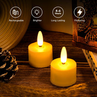 1 x RAW Customer Returns TechKen Pack of 6 Rechargeable LED Tea Lights Candles with Remote Control 4H 6H Timer Function, Dimmable Electric LED Tea Light Rechargeable Flickering Flameless Candles for Christmas, Halloween - RRP €21.17