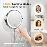 1 x RAW Customer Returns FUNTOUCH USB Rechargeable Cosmetic Mirror with 1X 10X Magnification, 3 Colors Lighting, Touchscreen Dimming, Extended Arm Makeup Mirror, 360 Rotatable Wall Mirror for Bathroom and Hotel - RRP €47.99