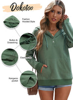 1 x RAW Customer Returns Dokotoo Women s Hooded Sweatshirt Winter Autumn Hoodies Long Sleeve Button Collar Green Sweater L - RRP €39.99