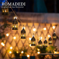 1 x RAW Customer Returns Romadedi Lantern Gold Wedding Table Decoration - Set of 10 Mini Lanterns for Hanging, with LED Candles for Party Decoration, Christmas, Ramadan, Garden, Balcony, Outdoor, Oriental - RRP €30.24