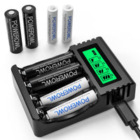 1 x RAW Customer Returns POWEROWL Quick Battery Charger with 4 AA 2800mAh Rechargeable Batteries and 4 AAA 1000mAh Ni-MH Rechargeable Batteries - RRP €23.99