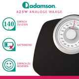 1 x RAW Customer Returns Adamson A25W - Analog Bathroom Scale - NEW 2024 - Up to 180 kg - Large Numbers and Non-Slip Base - High Precision Bathroom Scales - 20 Year Warranty - For Home, Bedroom, Bathroom - RRP €49.15