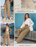 1 x RAW Customer Returns Yuson Girl Wide Pants Women Loose Palazzo Pants High Waist Fabric Pants Casual Straight Leg Pants Solid Color Pants Wide Leg Long Elegant Leisure Suit Pants Women with Pocket Khaki, S  - RRP €28.5