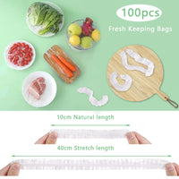 4 x Brand New FORMIZON 100 Pieces Fresh Food Storage Bags, Transparent Elastic Food Storage Bags, Reusable PE Food Bowl Covers 100 Pieces  - RRP €35.36