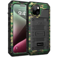 1 x RAW Customer Returns Beeasy for iPhone 15 Case Waterproof Outdoor Shockproof Metal Protective Case, Military 360 Degree Armored Case Dustproof with Screen Protector Robust Hardcase Heavy Duty Cell Phone Case 6.1 , Camouflage - RRP €34.42