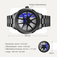 1 x RAW Customer Returns DriftElement Nitro rim watch men M3 sports car men s wristwatch in 3D design made of stainless steel individual designer quartz watch with mineral glass blue  - RRP €103.9