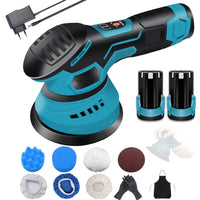 1 x RAW Customer Returns 12V Car Polishing Machine with 2 Batteries and 10 Polishing Attachments, 8 Variable Speed 1800-5800 rmp Eccentric Polishing Machine Brushless Electric Motor for Polishing and Waxing Car Floor Furniture - RRP €68.51