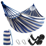 1 x RAW Customer Returns Anyoo Hammock Outdoor Cotton Comfortable Fabric with Tree-Friendly Straps for Hanging, Robust Portable Hammock with Travel Bag for Garden, Indoor, Balcony, Terrace, Camping - RRP €27.99