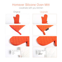 2 x Brand New HOMEVER oven gloves, heat-resistant gloves up to 464 F, silicone non-slip grill gloves, suitable for cooking, baking, grilling, oven gloves, orange, 1 pair - RRP €39.98