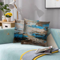 15 x Brand New VCQPDEE Decorative pillowcases - Abstract pillowcase 45x45 cm - Set of 2 in blue, brown, grey - Country house style pillowcases - Soft square country house pillowcases for couch, sofa bed, car - RRP €196.5