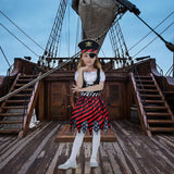 1 x RAW Customer Returns Aomig Children s Pirate Costume, 3 Pieces Pirate Costume with Accessories, Pirate Hat, Pirate Eye Patch, Pirate Outfit, Girls Dress Up Set for Halloween, Carnival, Birthday Cosplay, M - RRP €15.99