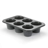 1 x RAW Customer Returns Monfish Jumbo Deep Muffin Tin - 6 Cup Carbon Steel Muffin Tins with Non-Stick Coating - Baking Pans with Grey Granite Stone Surface - Large Muffin Tins for Baking 9 diax7.6cm cup  - RRP €22.61