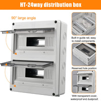 1 x RAW Customer Returns Surface Distribution Box 24 Modules, IP65 Waterproof Fuse Box with Terminal Block, Rail, Electrical Connection Box for Garden or Outdoor - RRP €29.75