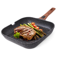 1 x RAW Customer Returns joeji s Kitchen Grill Pan Induction 28 cm Non-Stick Cast Aluminium Steak Pan with Removable Handle - Ovenproof Grill Pan for Gas Induction and More - Perfect for Grilling Your Food - RRP €31.1