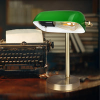 1 x RAW Customer Returns Newrays Traditional Green Glass Bankers Desk Lamp with Pull Chain Switch Plug Fixture - RRP €55.45