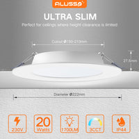 1 x RAW Customer Returns ALUSSO LED recessed spotlights 230V flat 20W ceiling spots warm white neutral white cold white adjustable IP44 ceiling spots recessed lights recessed spots ceiling spotlights for bathroom kitchen living room, set of 6 - RRP €68.8