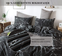 1 x RAW Customer Returns AShanlan Marble Bed Linen 140x200 Black Marble Look 2-Piece Microfibre Modern Marbled Bed Linen Set Single Bed Duvet Cover with Zip Pillowcase 70 x 90 cm - RRP €27.22