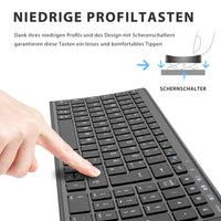 1 x RAW Customer Returns iClever BK10 Bluetooth keyboard, wireless rechargeable keyboard with 3 Bluetooth channels, stable connection, ultraslim ergonomic design, wireless keyboard for iOS, Android, Windows, black - RRP €38.3