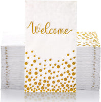 2 x Brand New MORGIANA 100 Pack Wellcome Napkins, Gold Wedding Paper Napkins, 2-ply Disposable Napkins for Party, Wedding, Birthday, Dinner - RRP €40.8