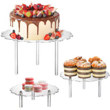 1 x RAW Customer Returns Okllen 3 Pack Clear Acrylic Cake Stand, Cupcake Stand Cake Holder, Countertop Dessert Display Riser for Bakery, Appetizer, Birthday Wedding Party, Baby Shower, Flower Shape - RRP €21.99