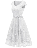 1 x RAW Customer Returns Berylove Short Floral Lace Bridesmaid Dress Cocktail Party BLP7006 White L - RRP €43.25