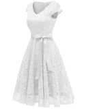 1 x RAW Customer Returns Berylove Short Floral Lace Bridesmaid Dress Cocktail Party BLP7006 White L - RRP €43.25