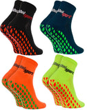 1 x RAW Customer Returns Rainbow Socks - Neo ABS Sport Socks - Women Men Neon Sneaker Sport Stopper Socks - 4 Pairs - Black Blue Orange Green - Sizes 44-46 - RRP €21.99