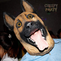 1 x RAW Customer Returns CreepyParty Halloween Costume Party Animal Head Latex Mask German Shepherd - RRP €19.15