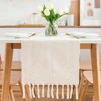 1 x RAW Customer Returns CHUQING Table Runner Boho Style Table Runner Country House Macrame Beige Cream Table Runner Country House Style 210x33cm, Ivory - RRP €20.95