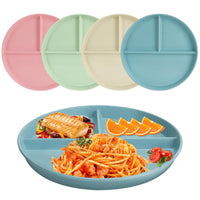 1 x RAW Customer Returns 9 Inch Divided Dinner Plate Sets, 4 Pieces Unbreakable Diet Plates, Portion Control Divided Plates Deep Picnic Plates Reusable Tableware Set Dessert Plates for Adults Children - RRP €15.62