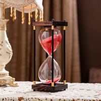 1 x RAW Customer Returns Large Hourglass Hourglass Timer 60 Minutes Vintage Wooden Hourglass Timer Modern Decoration for Home Kitchen Office Red  - RRP €35.27