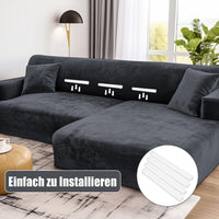 1 x RAW Customer Returns wiipara Thick Velvet Sofa Cover L Shape, Stretch Couch Cover Universal Sofa Cover, Super Soft Plush Sofa Cover Luxury Couch Cover L-Shaped Corner Sofa Requires Two - Sofa Cover 3 Seater, Dark Grey - RRP €41.99